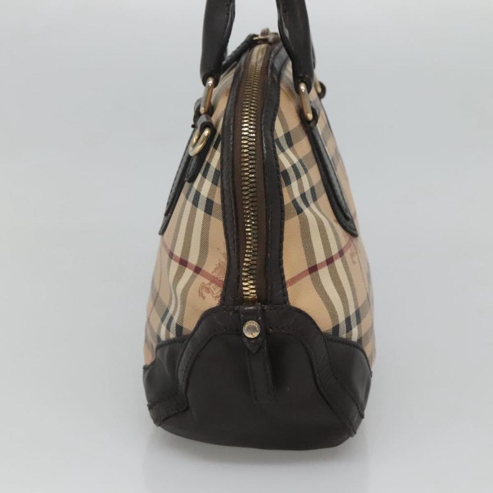 BURBERRY Nova Check Hand Bag PVC Beige Gold Auth 124791 - Picture 4 of 16